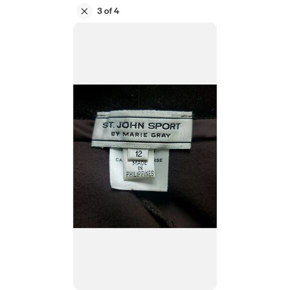 ST. JOHN Sport Pants Sz 12 Brown Velvet Velour  Chain Detail - Picture 3 of 4